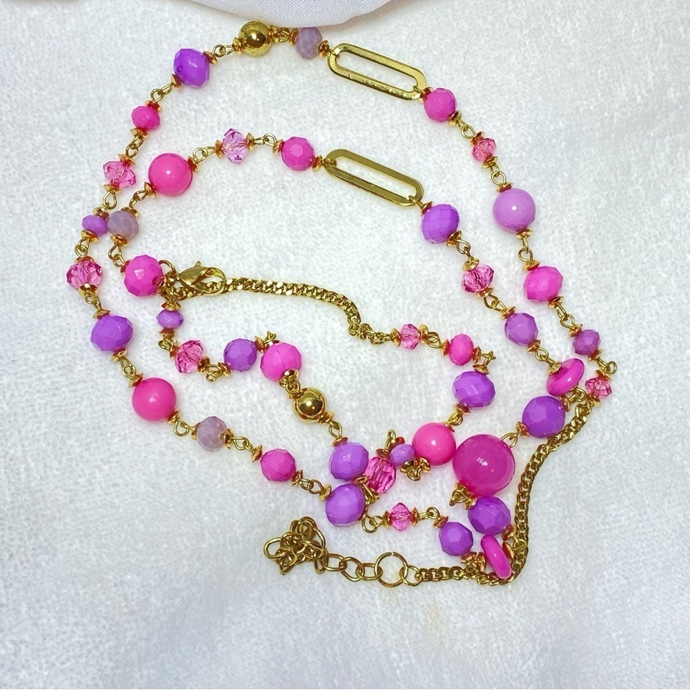 6for$20❤️BNWT beautiful glass bead gold tone extra long necklace